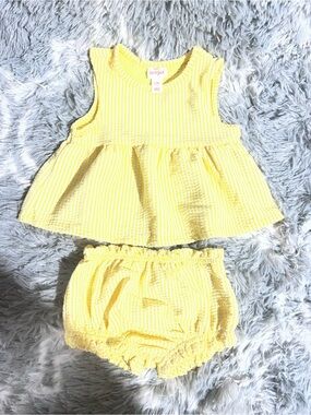 Yellow Seersucker Two-Piece Set